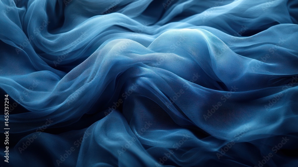 Obraz premium Fluid, flowing, deep blue fabric drapes