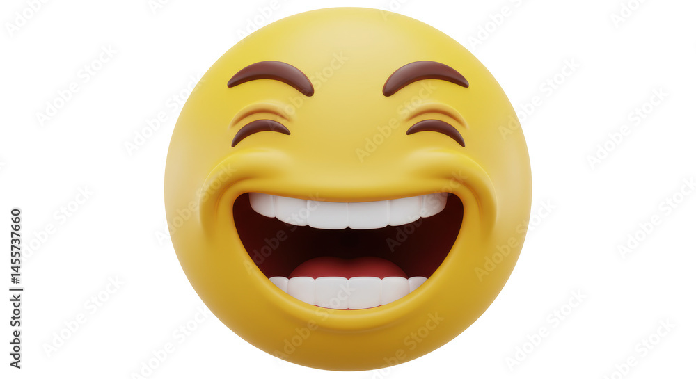 Isolated Yellow Emoji Face with Wide Grin and Closed Eyes Isolated Yellow Emoji Face with Wide Grin and Closed Eyes