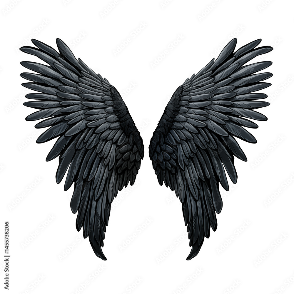 Obraz premium black wings isolated on white Black angle wings isolated on white or transparent background