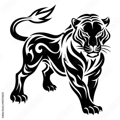 Tribal Tiger Vector – Wild Animal Tattoo Design Illustration