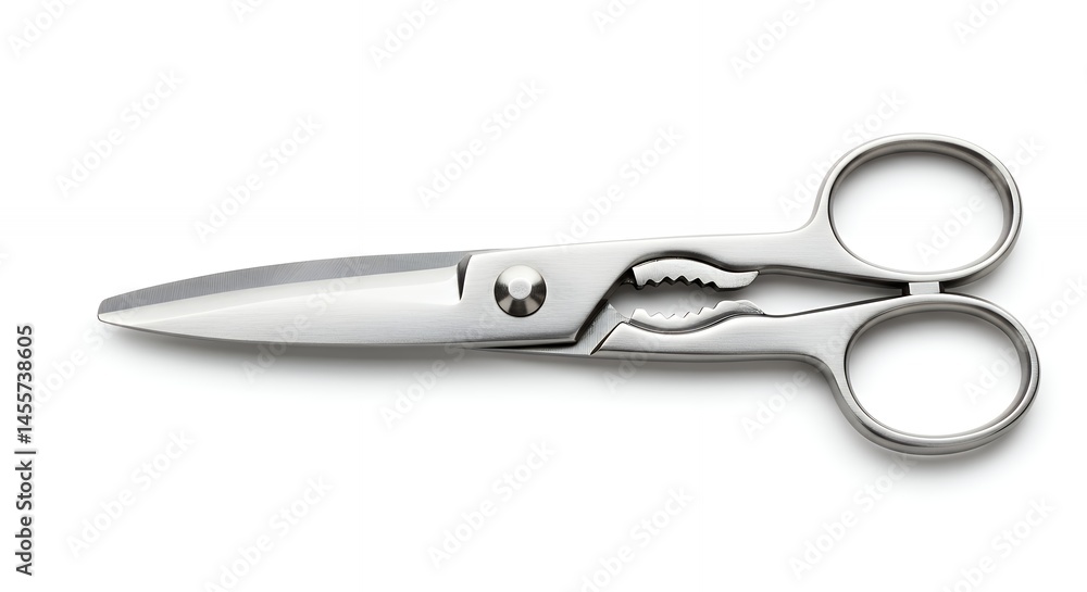 Shiny metal scissors isolated on white background precision cutting tool Shiny metal scissors isolated on white background precision cutting tool