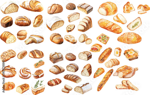 bread watercolor clipart