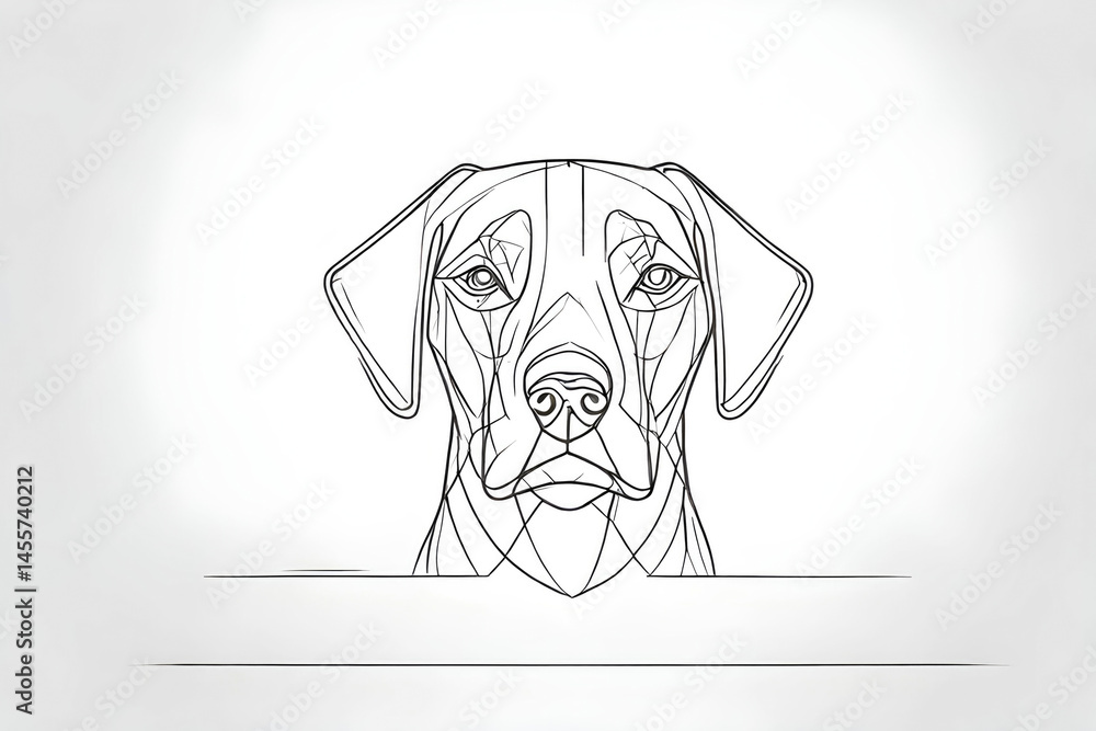 Fototapeta premium Portrait of a dog, one line drawing.