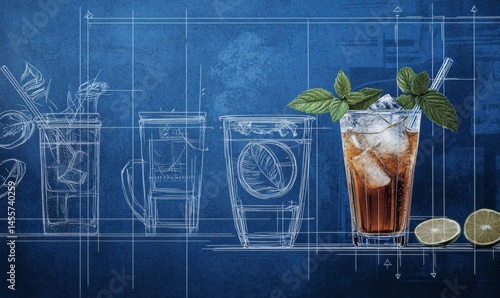Detailed Blueprint of Refreshing Beverage Design and Presentation