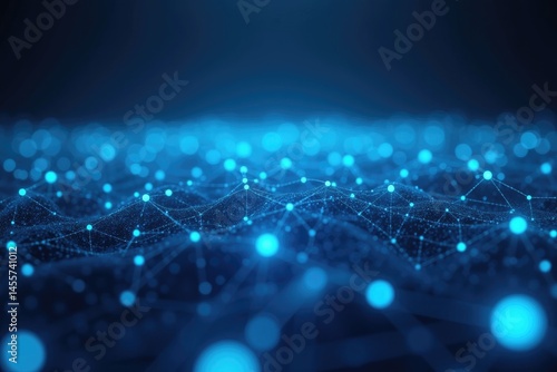 High-Tech Digital Network with Glowing Blue Nodes and Illuminated Connections