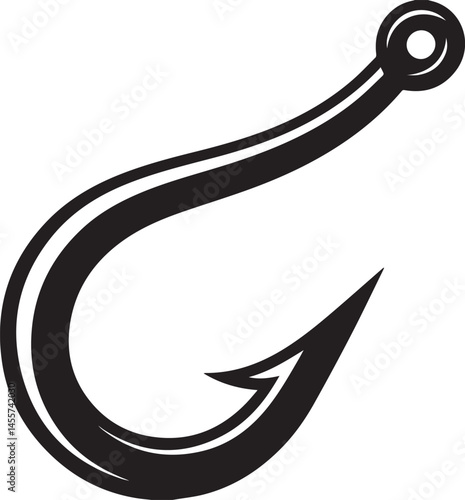 Fishing Hook Icon Silhouette | Black Vector for Angling and Marine Art