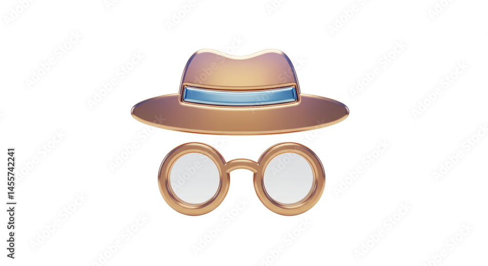Isolated Detective Disguise with Hat and Round Glasses Isolated Detective Disguise with Hat and Round Glasses