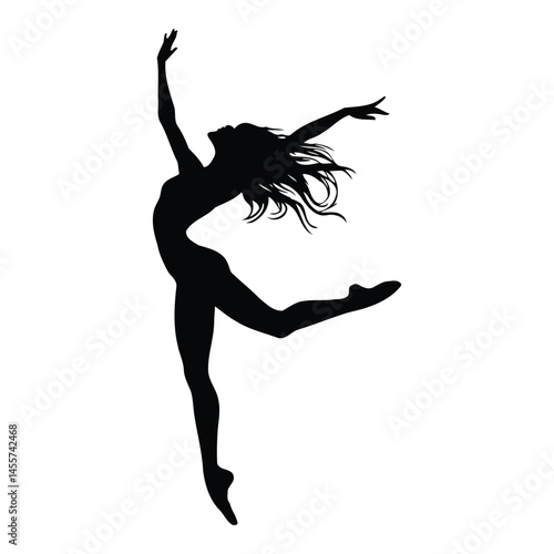 Silhouette of a ballet dancer in mid-air leap