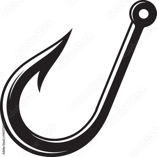 Fishing Hook Icon Silhouette | Black Vector for Angling and Marine Art