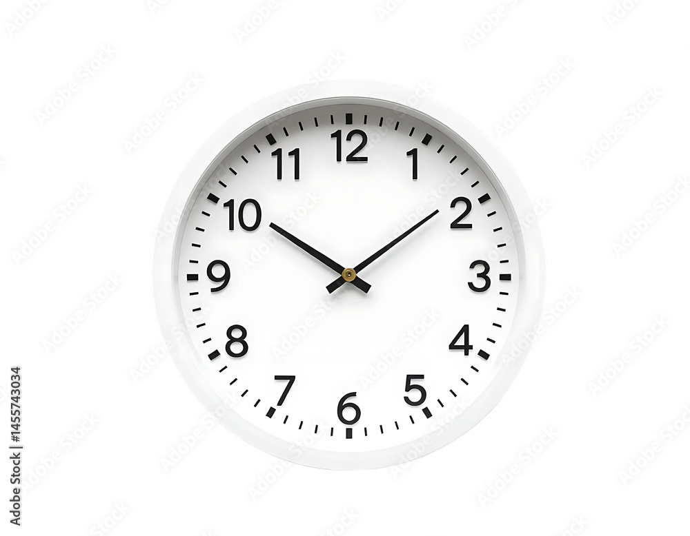 A white round clock showing time A white round clock showing time