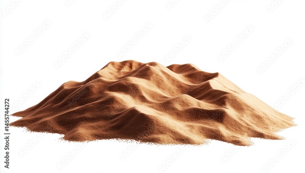 A realistic depiction of a sandy mound showcasing intricate textures under bright light A realistic depiction of a sandy mound showcasing intricate textures under bright light