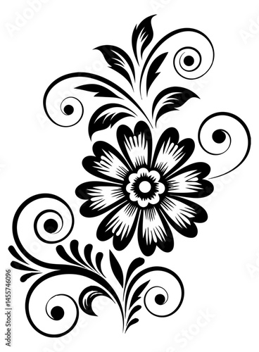Elegant Artistry Black Victorian Elegance Filigree Emblem Pro Vector bud  Ornate floral elements for spring design and coloring book showcasing diverse floral designs in a vector style