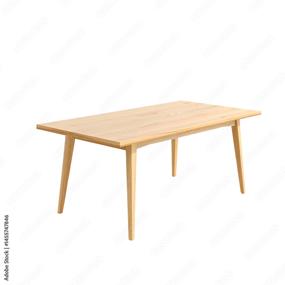 Wooden dining table with light wood finish and minimalist design Wooden dining table with light wood finish and minimalist design