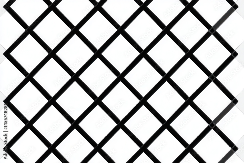 Fototapeta premium Abstract geometric pattern of intersecting black lines forming diamonds on a white background