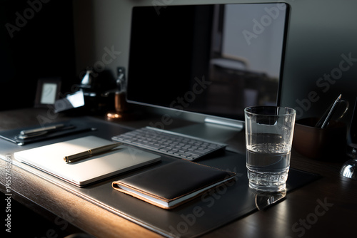 Elegant workspace with desktop monitor