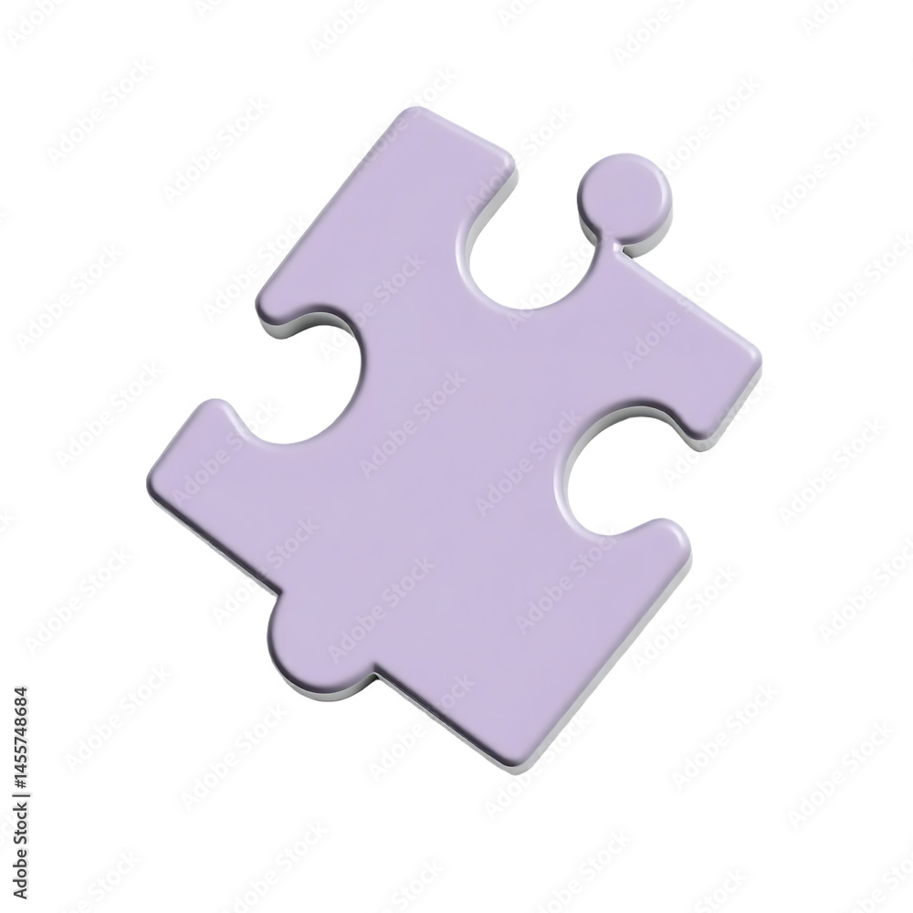 3D Rendered Lavender Puzzle Piece on Transparent Background 3D Rendered Lavender Puzzle Piece on Transparent Background