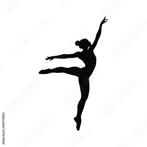 Ballet dancer in mid-air leap simple minimal vector silhouette