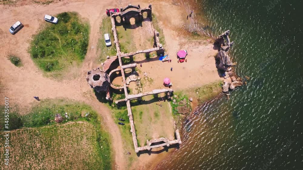 Ariel shot of Shettihalli Rosary Church. Located in Hassan district in ...