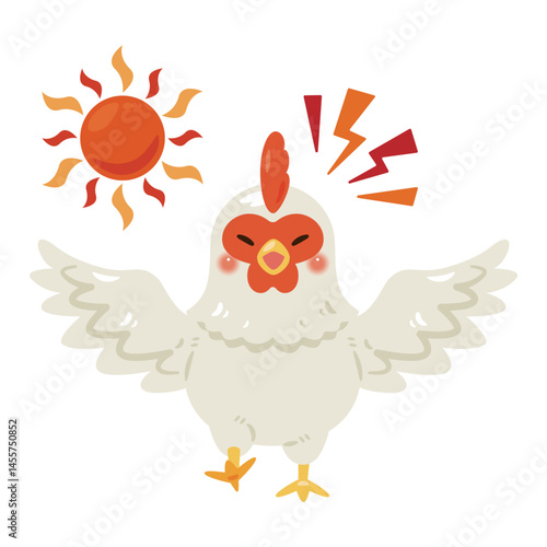 朝に鳴くニワトリのイラスト