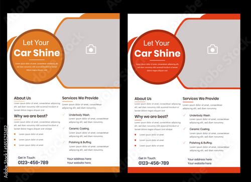 Car wash flyer design, professional car service brochure design, car service, repair, garage, foam, clean, shine, bubbles, automobile, drive, engine, A4 print-ready template.


