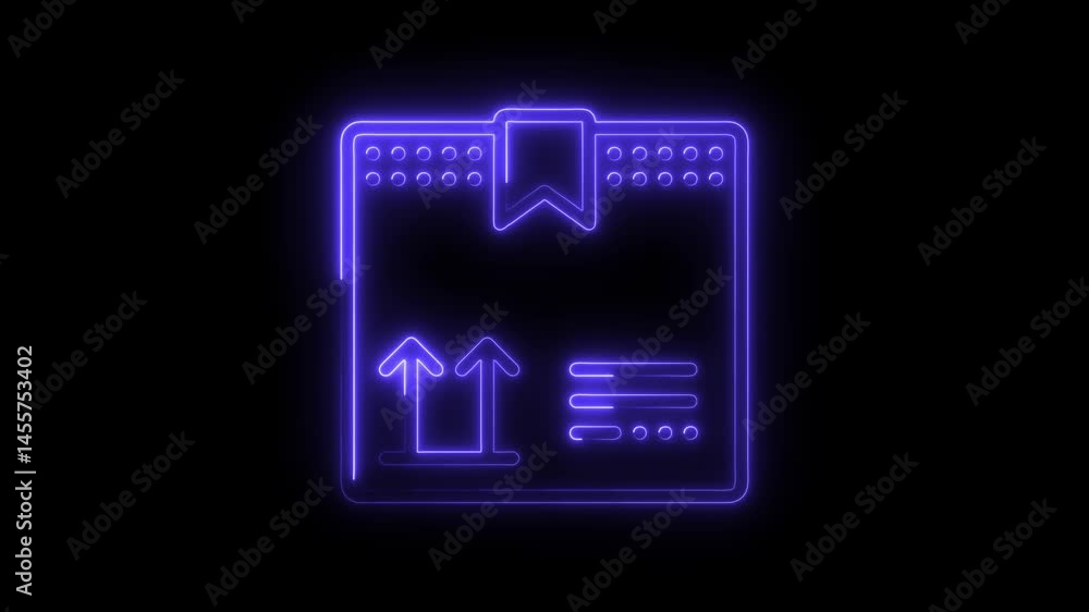 Neon style delivery box animation on black background for logistics and shipping Neon style delivery box animation on black background for logistics and shipping