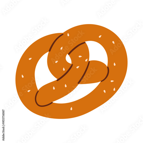 Bavarian pretzel isolated on white background. Vector illustration. Street food , hand drawn doodle illustration .
