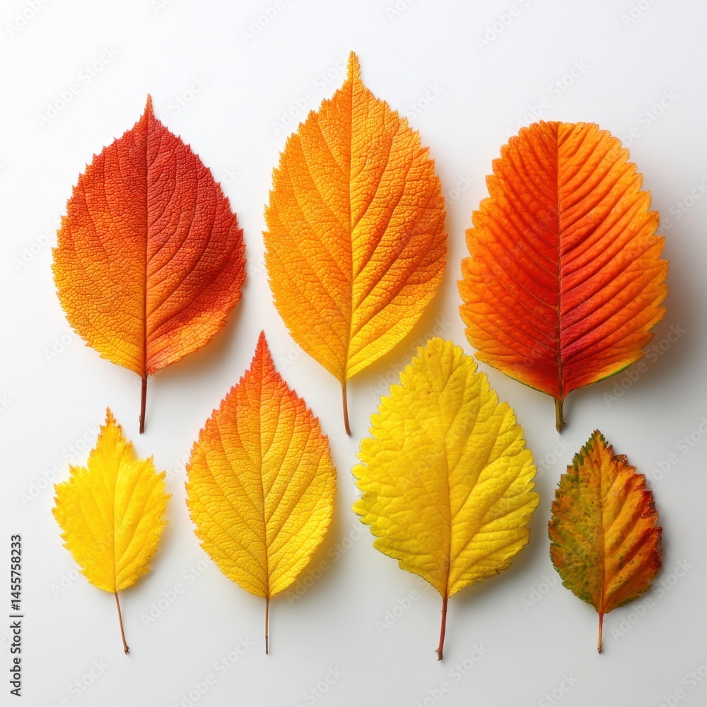 Autumnal Array: A Colorful Collection of Fallen Leaves in Shades of Red, Orange, and Yellow Autumnal Array: A Colorful Collection of Fallen Leaves in Shades of Red, Orange, and Yellow