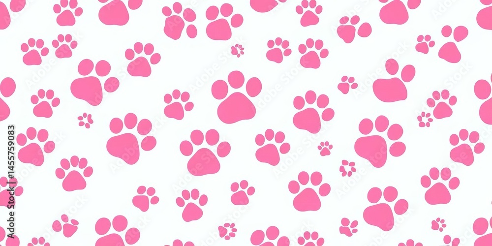 Pink seamless kitten paw print pattern background , stylish, pastel Pink seamless kitten paw print pattern background , stylish, pastel