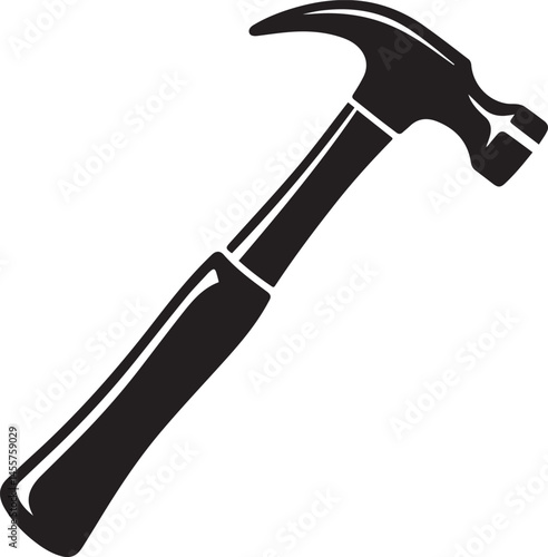 Hammer Silhouette Black Vector | Construction Tool Icon
