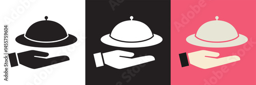 Catering icon. Vector for websites, mobile interfaces, presentations, banner, visual branding etc. Vector illustration. isolated on white and black background. EPS 10 