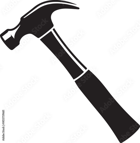 Hammer Silhouette Black Vector | Construction Tool Icon
