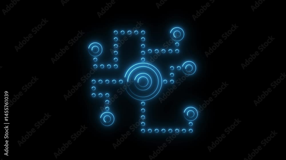 Abstract glowing circuit board design in blue on black background Abstract glowing circuit board design in blue on black background