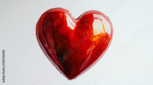 Red heart shaped candy on white background. A sweet treat for Valentine's Day.