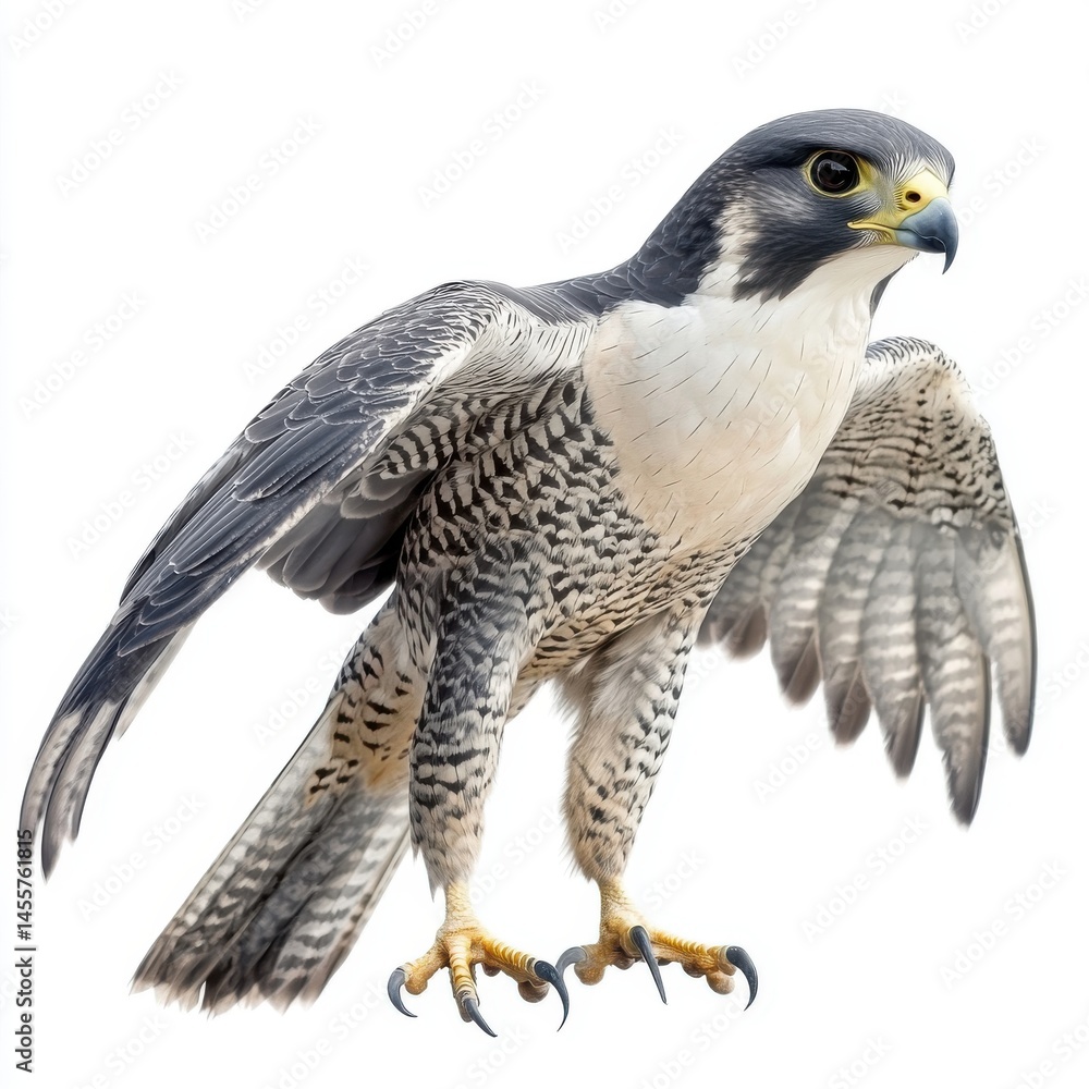 Majestic Peregrine Falcon on White Background Majestic Peregrine Falcon on White Background