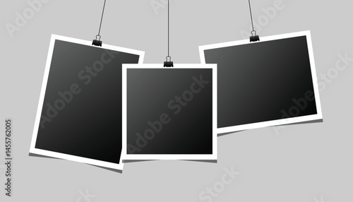 Realistic photo frame picture collection design vector