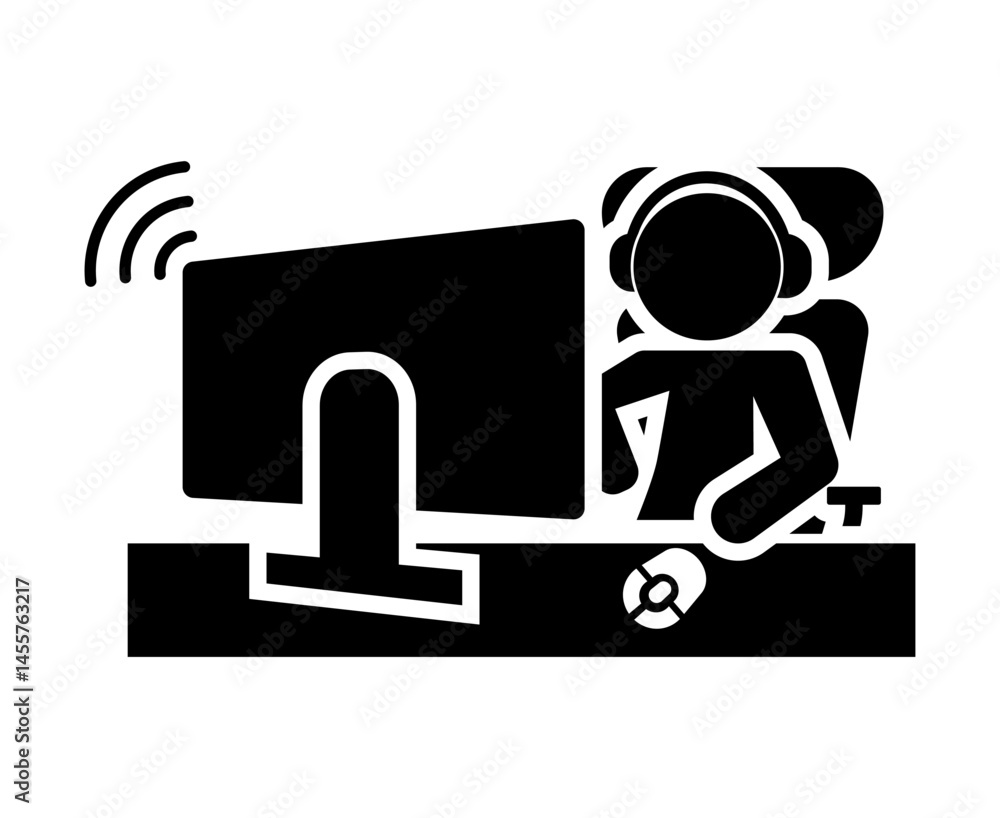 Online streamer silhouette icon. Vector. Online streamer silhouette icon. Vector.