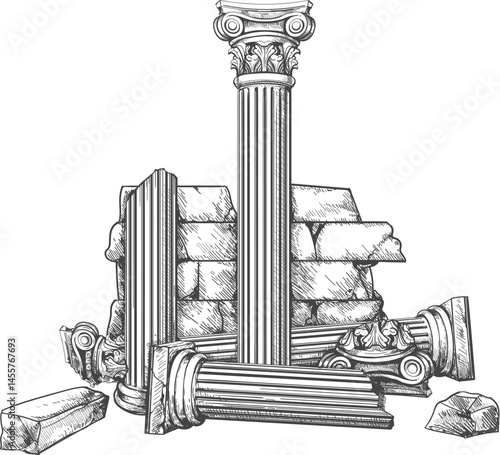 Antique column ruins