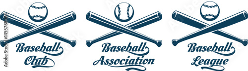 Monochrome baseball emblem set