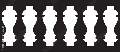 Repeating Balustrade Silhouette Black Vector | Architectural Railing Illustration