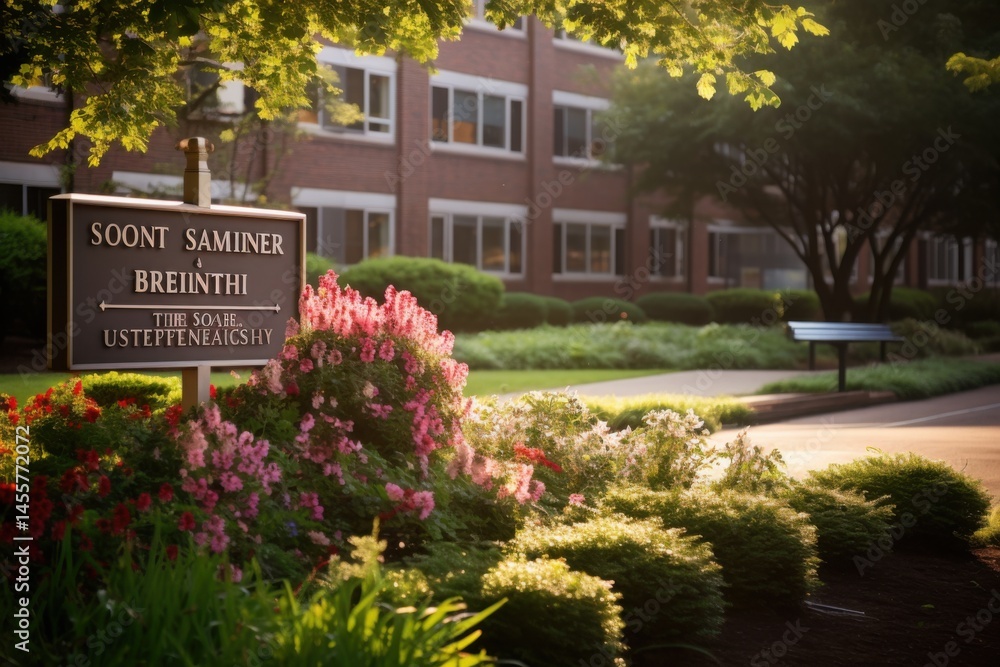 Fototapeta premium Beautiful garden at soont saminer breinth campus landscape photography vibrant floral scene afternoon sunlight