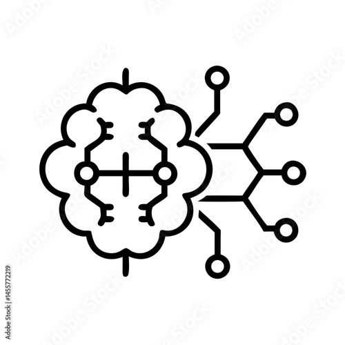 brain network ai or machine learning on transparent background for web and graphic design