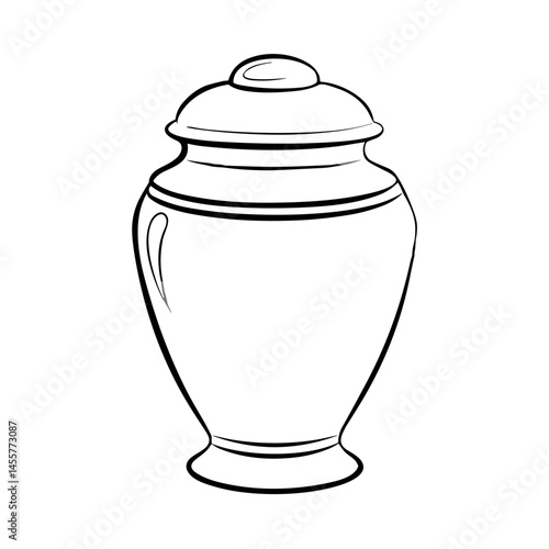 Decorative urn outline on white background for artistic use  