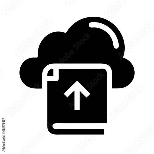 cloud book upload silhouette on transparent background for web and graphic design