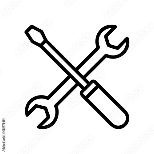 crossed wrench and screwdriver on transparent background for web and graphic design