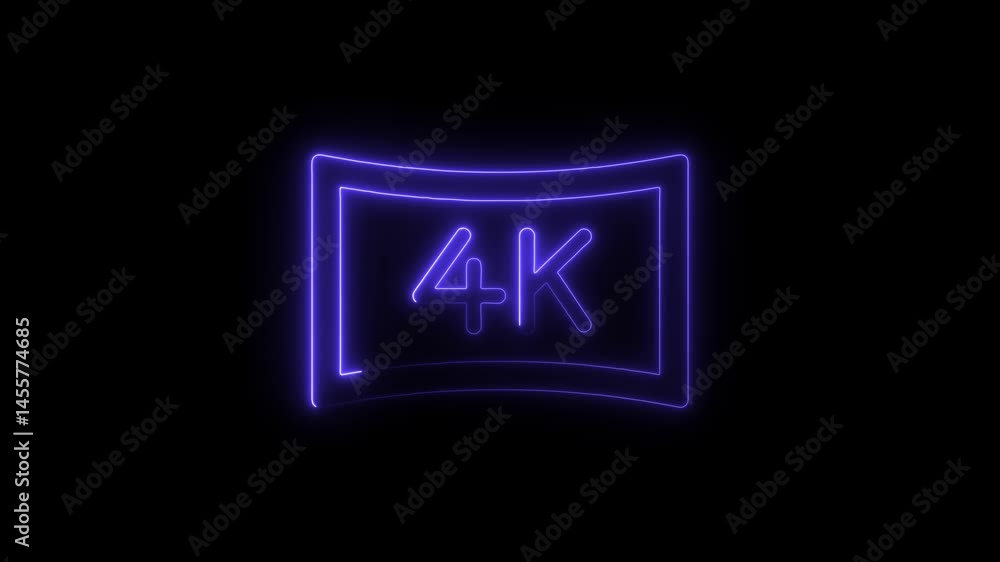 Glowing 4k ultra high definition neon sign animation on black background Glowing 4k ultra high definition neon sign animation on black background