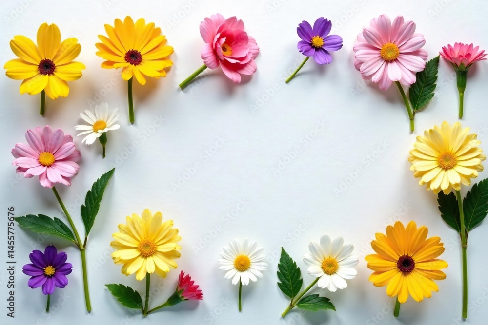 Delicate flower sprigs arranged in a square grid , texture, clean Delicate flower sprigs arranged in a square grid , texture, clean