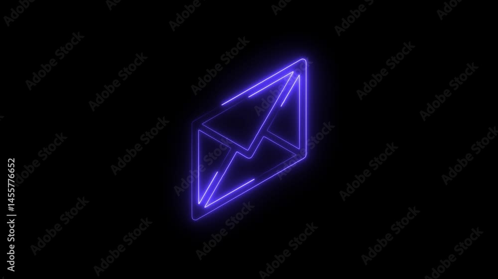 Email icon with neon glow effect on a black background