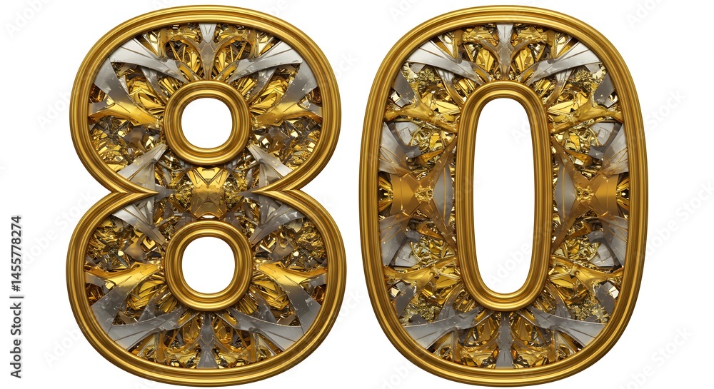 Ornate Gold Number Eighty Ornate Gold Number Eighty