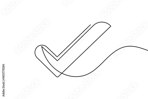 Check mark icon continuous one line drawing and minimalist style isolate outline vector