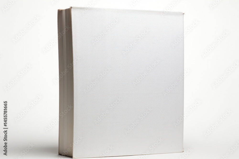 A hardcover blank book standing upright with its pages slightly fanned out, showcasing the thickness of the paper A hardcover blank book standing upright with its pages slightly fanned out, showcasing the thickness of the paper